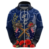 Anzac Zip Hoodie Australia Aboriginal Mix New Zealand Slouch Hats LT7 - Polynesian Pride