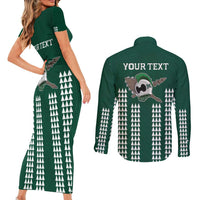 Hawaii Rainbow Warriors Personalized Couples Matching Short Sleeve Bodycon Dress and Long Sleeve Button Shirt Kakau Ikaika Laau Pama LT7 - Polynesian Pride
