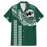 Hawaii Rainbow Warriors Personalized Family Matching Mermaid Dress and Hawaiian Shirt Kakau Ikaika Laau Pama LT7 Dad's Shirt - Short Sleeve Green - Polynesian Pride
