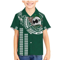 Hawaii Rainbow Warriors Personalized Family Matching Mermaid Dress and Hawaiian Shirt Kakau Ikaika Laau Pama LT7 Son's Shirt Green - Polynesian Pride