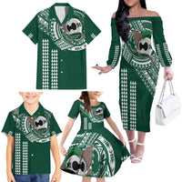 Hawaii Rainbow Warriors Personalized Family Matching Off The Shoulder Long Sleeve Dress and Hawaiian Shirt Kakau Ikaika Laau Pama LT7 - Polynesian Pride