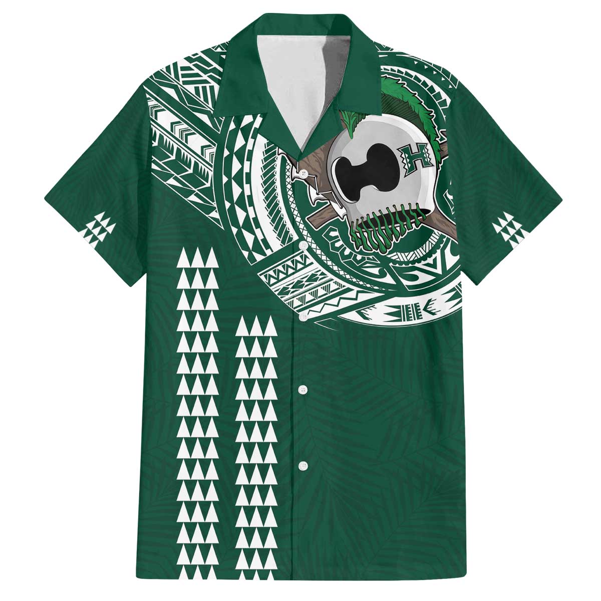 Hawaii Rainbow Warriors Personalized Family Matching Off The Shoulder Long Sleeve Dress and Hawaiian Shirt Kakau Ikaika Laau Pama LT7 Dad's Shirt - Short Sleeve Green - Polynesian Pride
