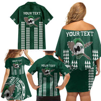 Hawaii Rainbow Warriors Personalized Family Matching Off Shoulder Short Dress and Hawaiian Shirt Kakau Ikaika Laau Pama LT7 - Polynesian Pride