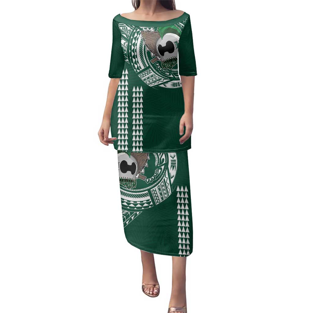 Hawaii Rainbow Warriors Personalized Family Matching Puletasi and Hawaiian Shirt Kakau Ikaika Laau Pama LT7 Mom's Dress Green - Polynesian Pride