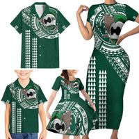 Hawaii Rainbow Warriors Personalized Family Matching Short Sleeve Bodycon Dress and Hawaiian Shirt Kakau Ikaika Laau Pama LT7 - Polynesian Pride