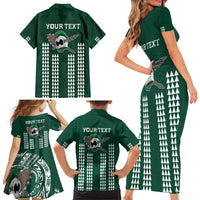 Hawaii Rainbow Warriors Personalized Family Matching Short Sleeve Bodycon Dress and Hawaiian Shirt Kakau Ikaika Laau Pama LT7 - Polynesian Pride
