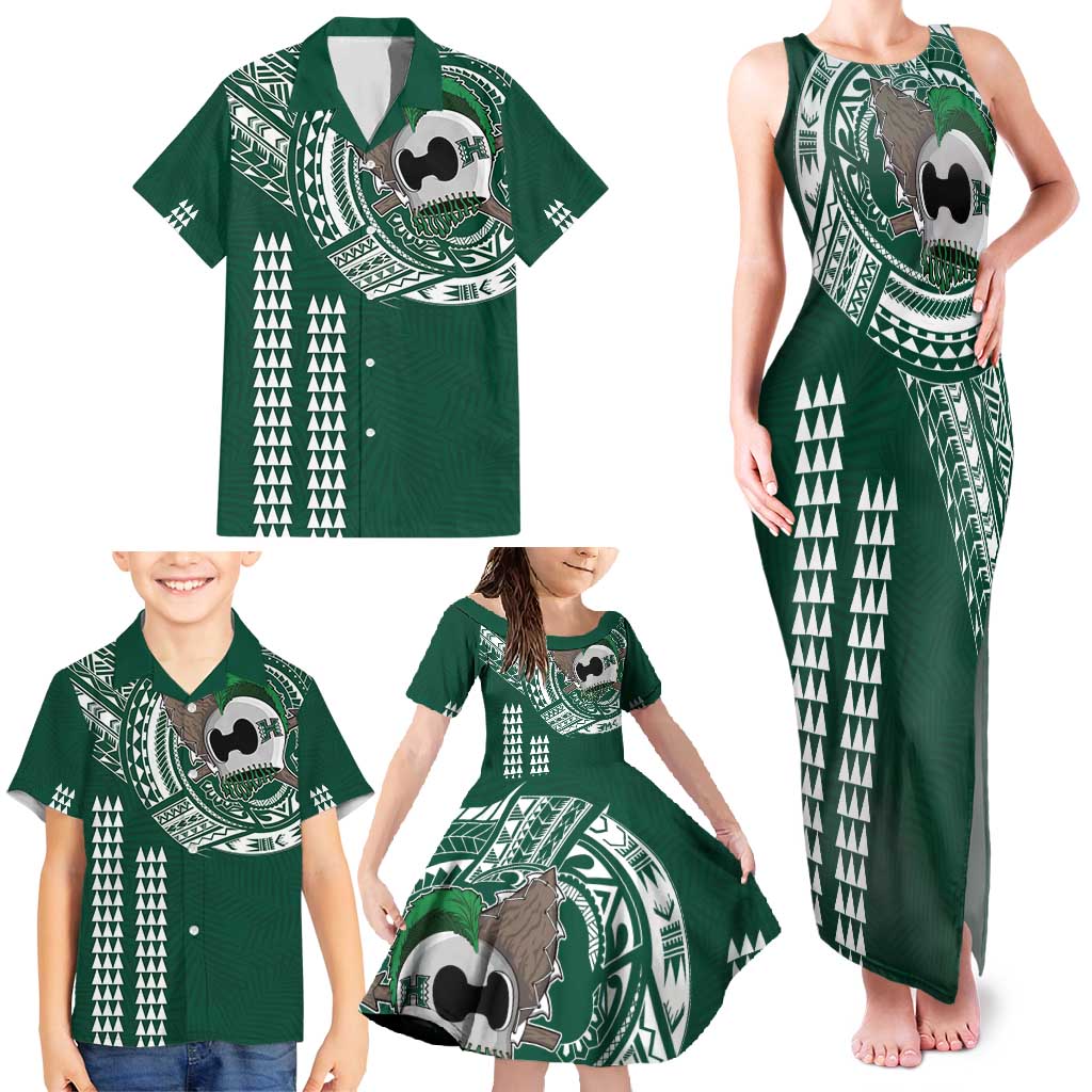 Hawaii Rainbow Warriors Personalized Family Matching Tank Maxi Dress and Hawaiian Shirt Kakau Ikaika Laau Pama LT7 - Polynesian Pride