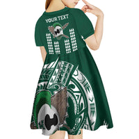 Hawaii Rainbow Warriors Personalized Kid Short Sleeve Dress Kakau Ikaika Laau Pama LT7 - Polynesian Pride