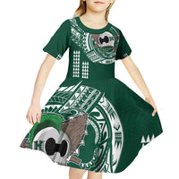 Hawaii Rainbow Warriors Personalized Kid Short Sleeve Dress Kakau Ikaika Laau Pama LT7 - Polynesian Pride