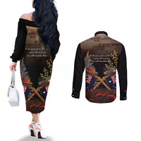Australia - New Zealand ANZAC Couples Matching Off The Shoulder Long Sleeve Dress and Long Sleeve Button Shirt Gallipoli ANZAC Cove Landing LT7 - Polynesian Pride