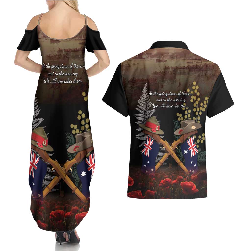 Australia - New Zealand ANZAC Couples Matching Summer Maxi Dress and Hawaiian Shirt Gallipoli ANZAC Cove Landing LT7 - Polynesian Pride