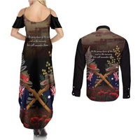 Australia - New Zealand ANZAC Couples Matching Summer Maxi Dress and Long Sleeve Button Shirt Gallipoli ANZAC Cove Landing LT7 - Polynesian Pride