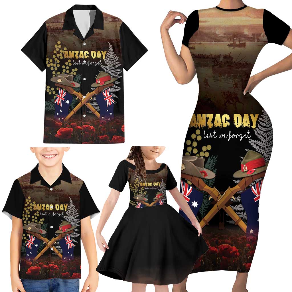 Australia - New Zealand ANZAC Family Matching Short Sleeve Bodycon Dress and Hawaiian Shirt Gallipoli ANZAC Cove Landing LT7 - Polynesian Pride