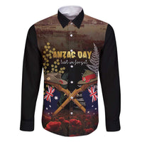 Australia - New Zealand ANZAC Family Matching Tank Maxi Dress and Hawaiian Shirt Gallipoli ANZAC Cove Landing LT7 Dad's Shirt - Long Sleeve Black - Polynesian Pride
