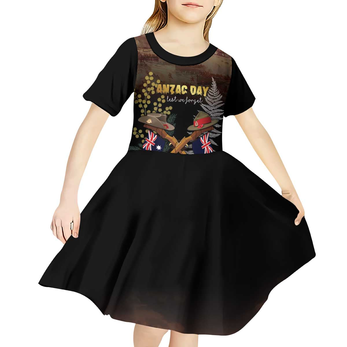 Australia - New Zealand ANZAC Kid Short Sleeve Dress Gallipoli ANZAC Cove Landing LT7 - Polynesian Pride