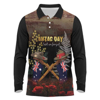 Australia - New Zealand ANZAC Long Sleeve Polo Shirt Gallipoli ANZAC Cove Landing LT7 Black - Polynesian Pride