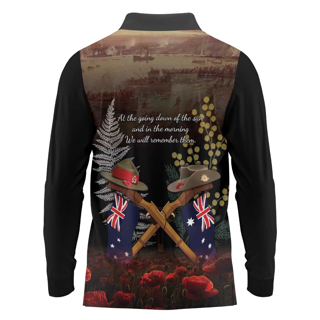 Australia - New Zealand ANZAC Long Sleeve Polo Shirt Gallipoli ANZAC Cove Landing LT7 - Polynesian Pride