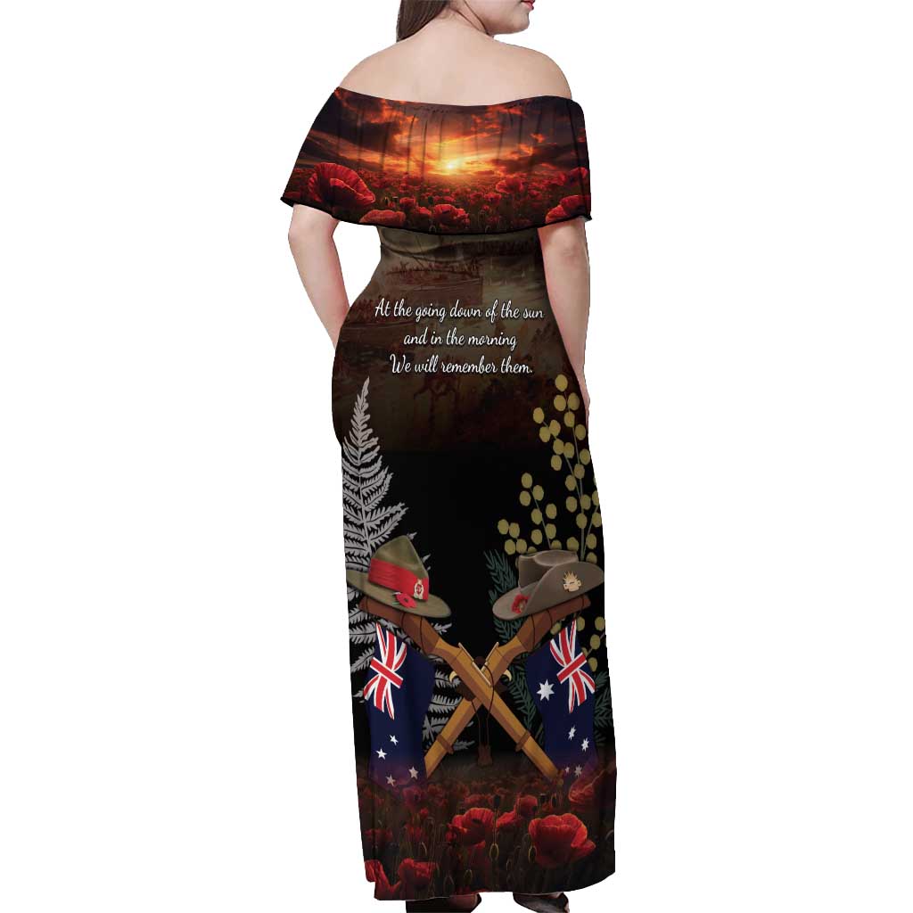 Australia - New Zealand ANZAC Off Shoulder Maxi Dress Gallipoli ANZAC Cove Landing LT7 - Polynesian Pride