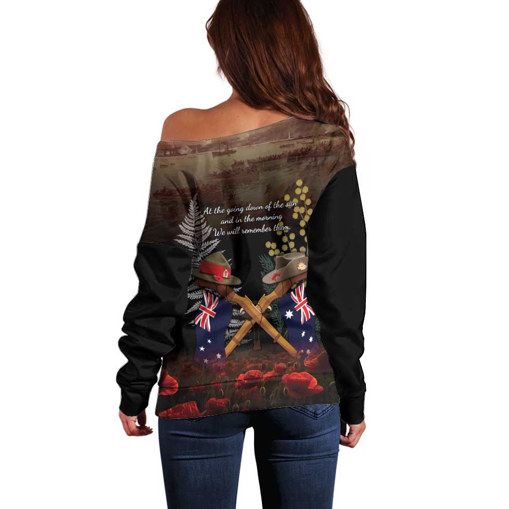 Australia - New Zealand ANZAC Off Shoulder Sweater Gallipoli ANZAC Cove Landing LT7 - Polynesian Pride