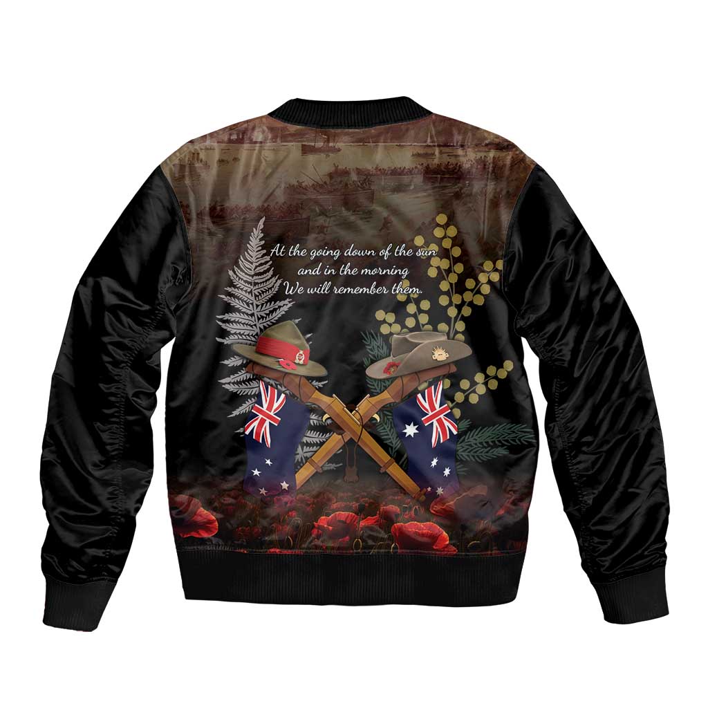 Australia - New Zealand ANZAC Sleeve Zip Bomber Jacket Gallipoli ANZAC Cove Landing LT7 - Polynesian Pride