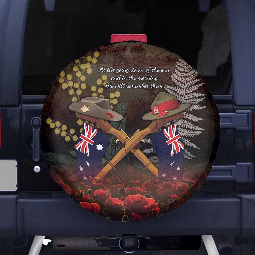 Australia - New Zealand ANZAC Spare Tire Cover Gallipoli ANZAC Cove Landing LT7 No hole Black - Polynesian Pride