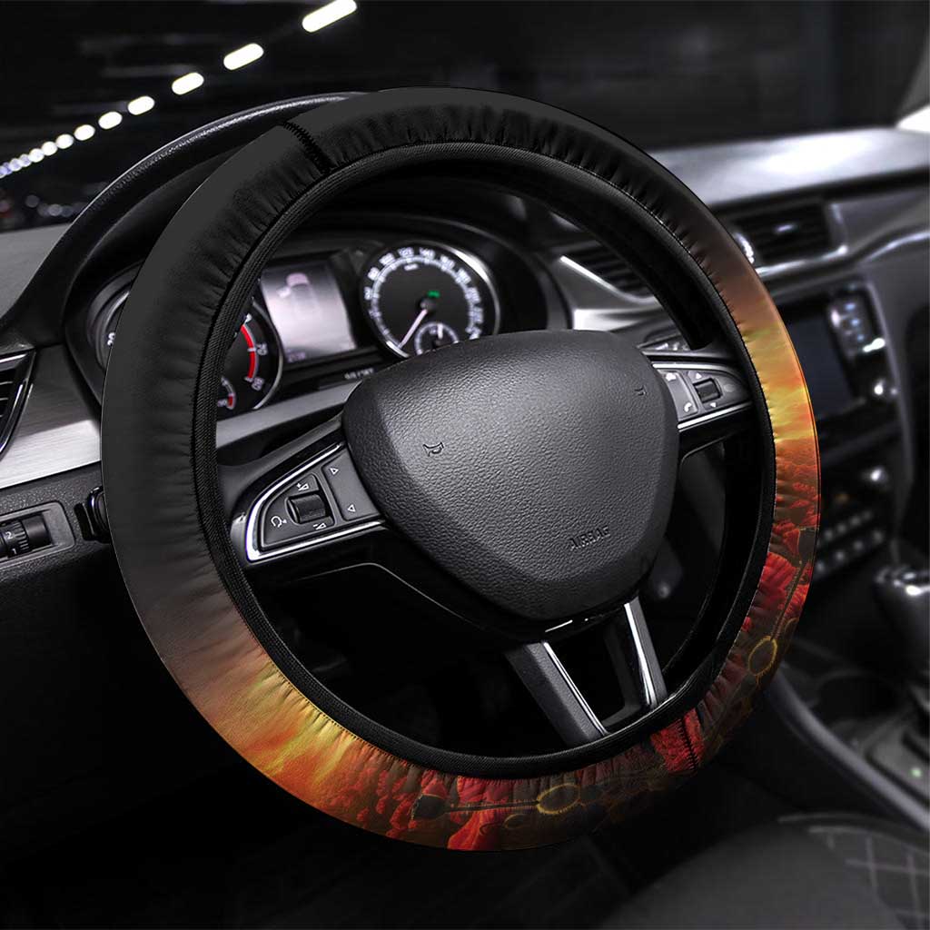 Australia - New Zealand ANZAC Steering Wheel Cover Gallipoli ANZAC Cove Landing LT7 Universal Fit Black - Polynesian Pride