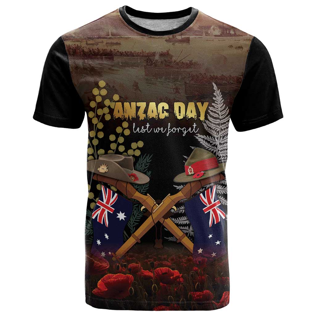 Australia - New Zealand ANZAC T Shirt Gallipoli ANZAC Cove Landing LT7 Black - Polynesian Pride