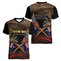 Australia - New Zealand ANZAC Women V-Neck T-Shirt Gallipoli ANZAC Cove Landing LT7 - Polynesian Pride