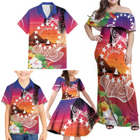 Kia Orana Cook Islands Family Matching Off Shoulder Maxi Dress and Hawaiian Shirt Sunset Dream LT7 - Polynesian Pride