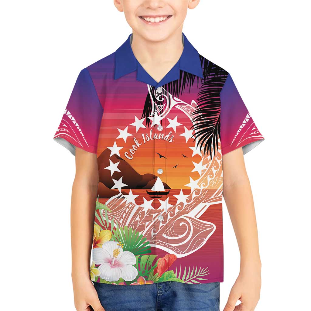 Kia Orana Cook Islands Family Matching Puletasi and Hawaiian Shirt Sunset Dream LT7 Son's Shirt Art - Polynesian Pride