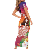 Kia Orana Cook Islands Family Matching Short Sleeve Bodycon Dress and Hawaiian Shirt Sunset Dream LT7 - Polynesian Pride