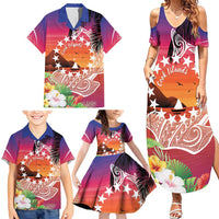 Kia Orana Cook Islands Family Matching Summer Maxi Dress and Hawaiian Shirt Sunset Dream LT7 - Polynesian Pride
