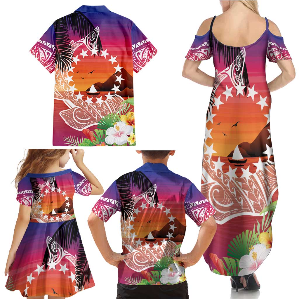 Kia Orana Cook Islands Family Matching Summer Maxi Dress and Hawaiian Shirt Sunset Dream LT7 - Polynesian Pride