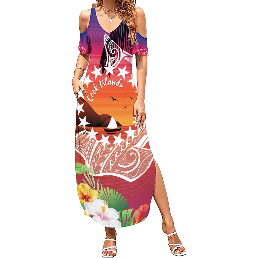 Kia Orana Cook Islands Family Matching Summer Maxi Dress and Hawaiian Shirt Sunset Dream LT7 Mom's Dress Art - Polynesian Pride
