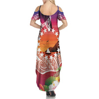 Kia Orana Cook Islands Family Matching Summer Maxi Dress and Hawaiian Shirt Sunset Dream LT7 - Polynesian Pride