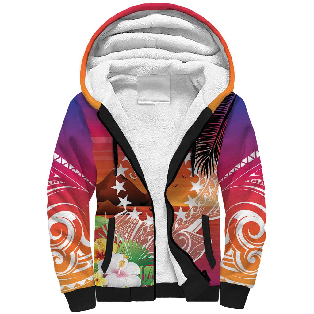 Kia Orana Cook Islands Sherpa Hoodie Sunset Dream LT7 Unisex Art - Polynesian Pride