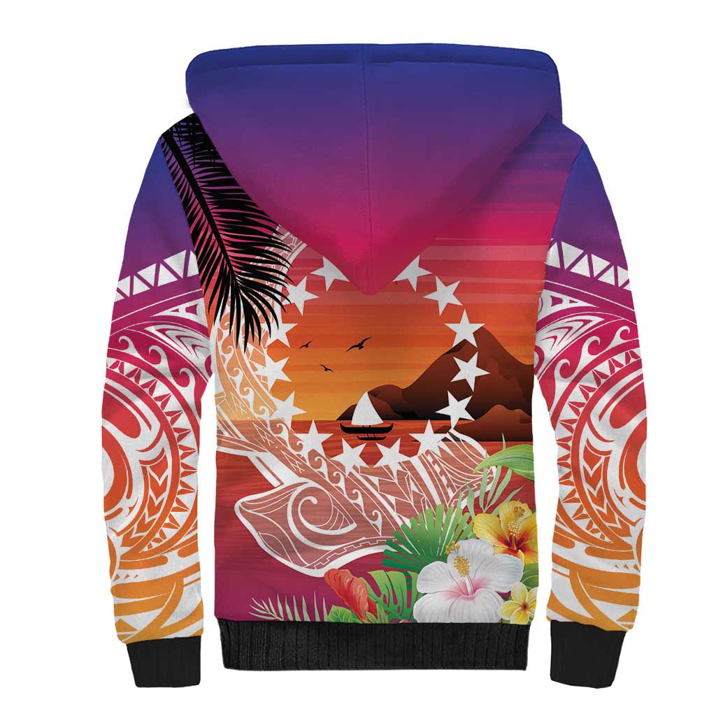 Kia Orana Cook Islands Sherpa Hoodie Sunset Dream LT7 - Polynesian Pride