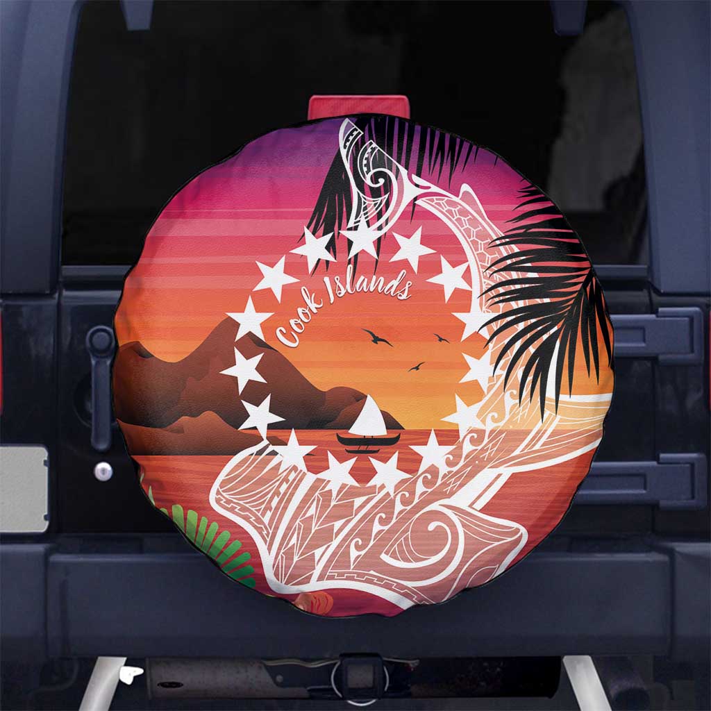 Kia Orana Cook Islands Spare Tire Cover Sunset Dream LT7 No hole Art - Polynesian Pride