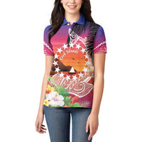 Kia Orana Cook Islands Women Polo Shirt Sunset Dream LT7 - Polynesian Pride
