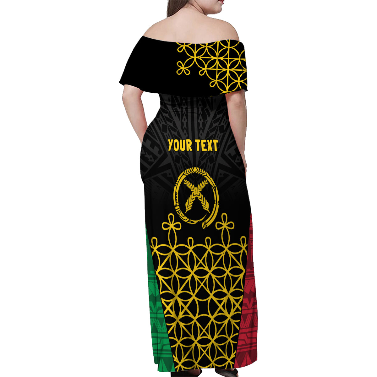 Vanuatu Indipendens Dei Family Matching Off Shoulder Maxi Dress and Hawaiian Shirt Tribal Sand Drawing LT7 - Polynesian Pride
