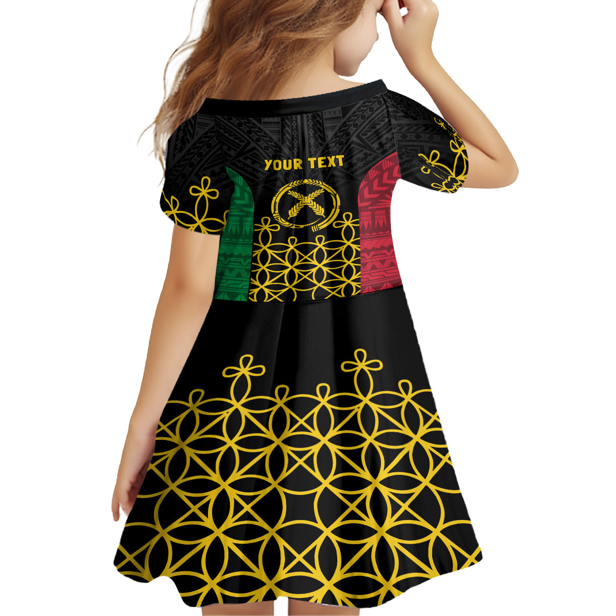 Vanuatu Indipendens Dei Family Matching Off Shoulder Short Dress and Hawaiian Shirt Tribal Sand Drawing LT7 - Polynesian Pride