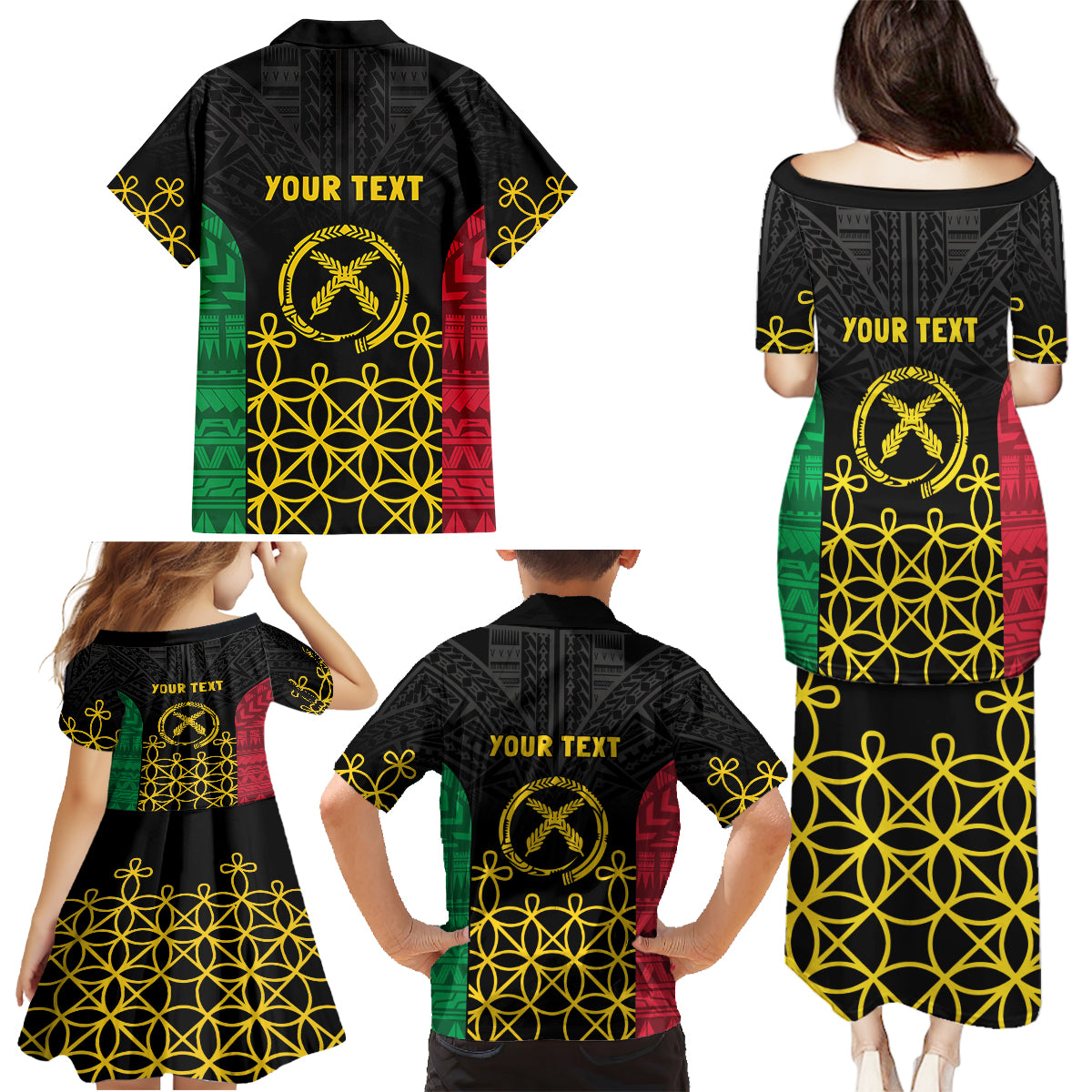 Vanuatu Indipendens Dei Family Matching Puletasi and Hawaiian Shirt Tribal Sand Drawing LT7 - Polynesian Pride