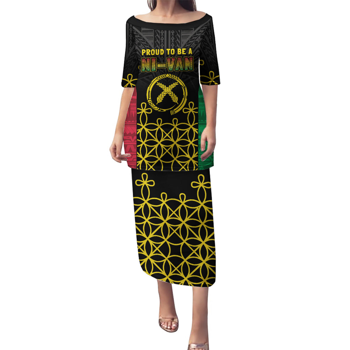 Vanuatu Indipendens Dei Family Matching Puletasi and Hawaiian Shirt Tribal Sand Drawing LT7 Mom's Dress Colorful - Polynesian Pride