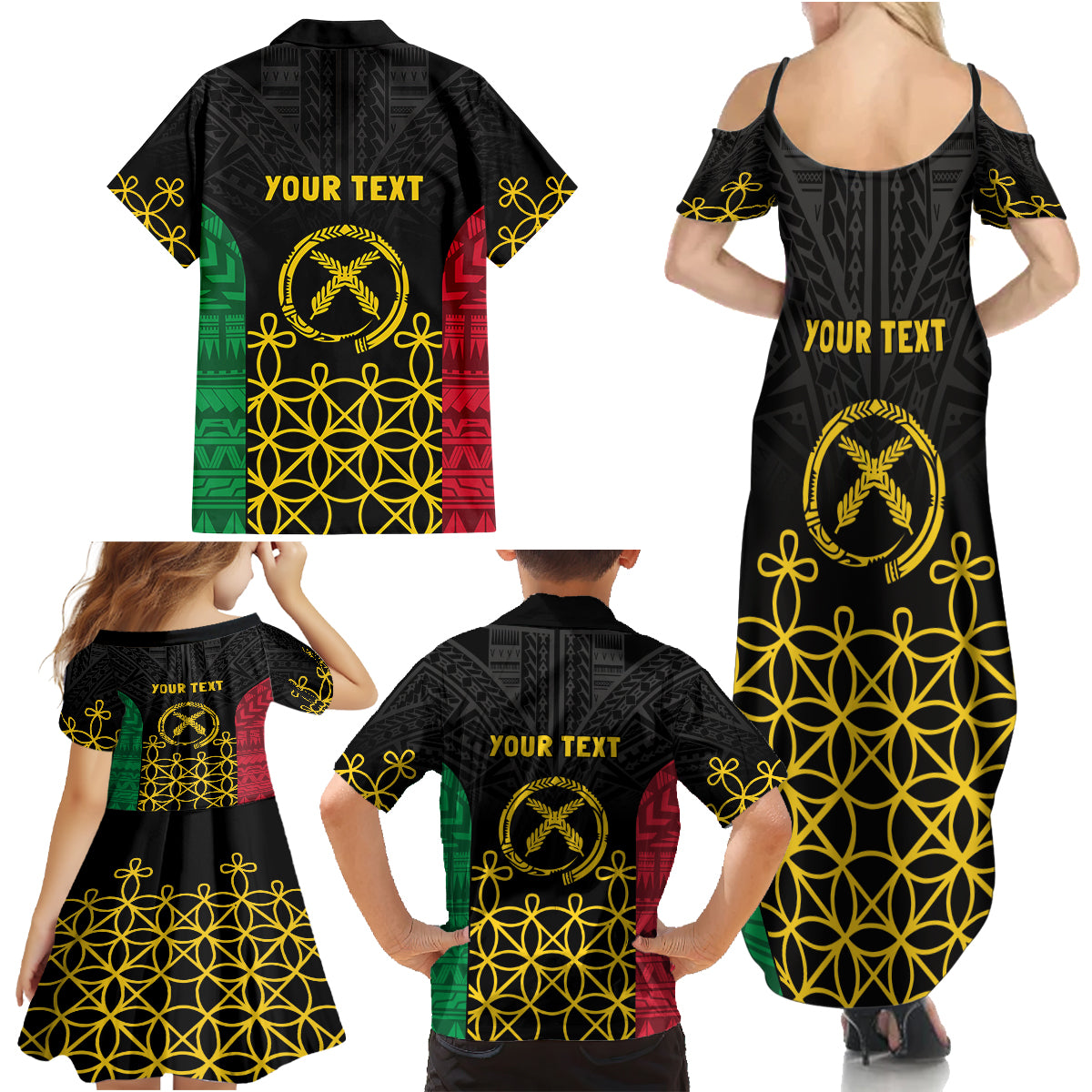 Vanuatu Indipendens Dei Family Matching Summer Maxi Dress and Hawaiian Shirt Tribal Sand Drawing LT7 - Polynesian Pride