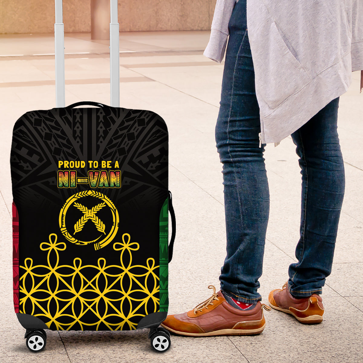Vanuatu Indipendens Dei Luggage Cover Tribal Sand Drawing