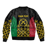Vanuatu Indipendens Dei Sleeve Zip Bomber Jacket Tribal Sand Drawing