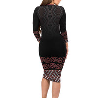 Maori Taniko Patterns Family Matching Long Sleeve Bodycon Dress and Hawaiian Shirt Brown Niho Taniwha Mix Paatiki Motifs LT7 - Polynesian Pride