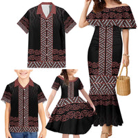 Maori Taniko Patterns Family Matching Mermaid Dress and Hawaiian Shirt Brown Niho Taniwha Mix Paatiki Motifs LT7 - Polynesian Pride
