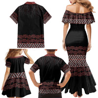 Maori Taniko Patterns Family Matching Mermaid Dress and Hawaiian Shirt Brown Niho Taniwha Mix Paatiki Motifs LT7 - Polynesian Pride