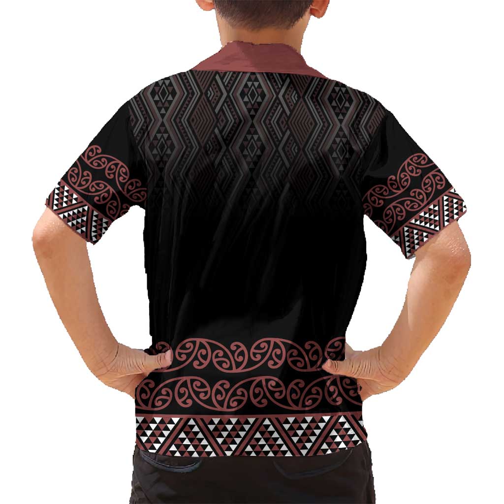 Maori Taniko Patterns Family Matching Off Shoulder Maxi Dress and Hawaiian Shirt Brown Niho Taniwha Mix Paatiki Motifs LT7 - Polynesian Pride